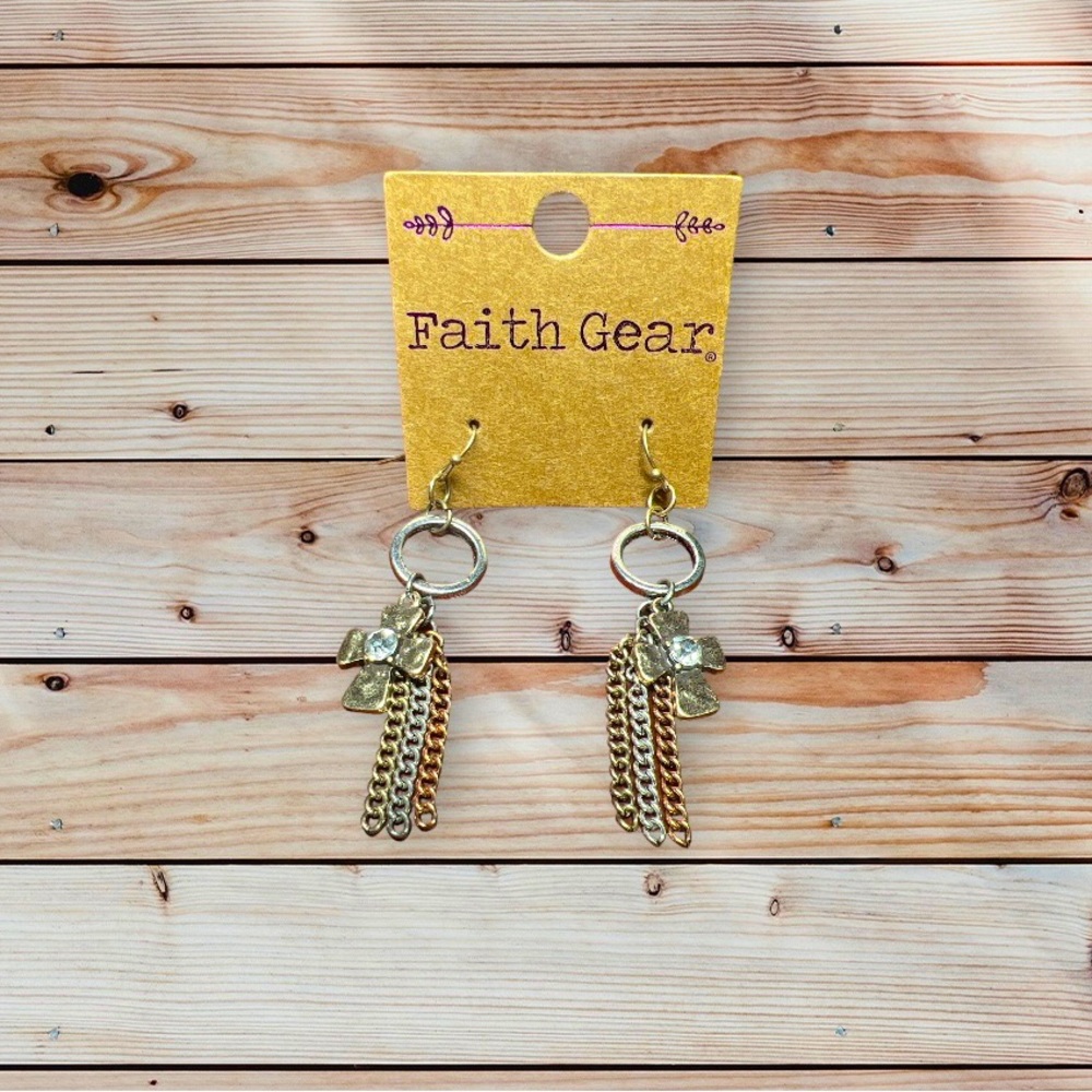 Tassel cross earrings